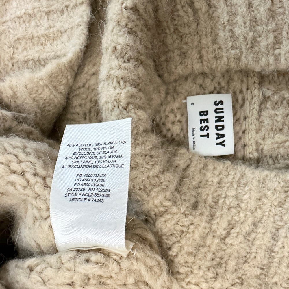 Sunday Best Cropped Cabled Knit Turtleneck Sweater - Beige/Tan - Picture 9 of 9